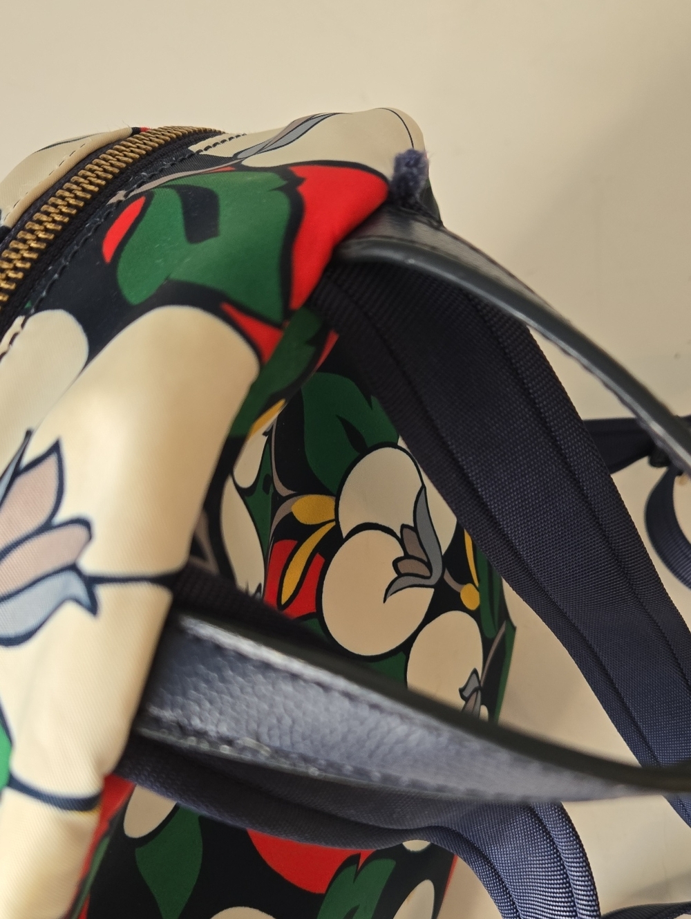 Kate Spade Floral Mini Backpack in Navy, White, Red & Green - Picture 9 of 16